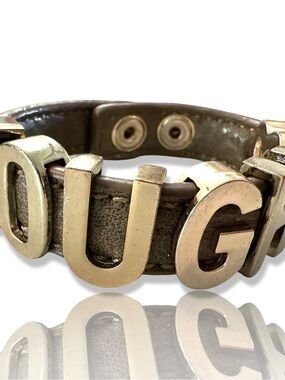 BCBGeneration Leather Bracelet with “TOUGH”  Slide Letters